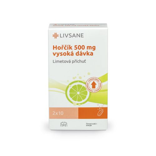 LIVSANE Šumivé tablety Hořčík 500mg 2x10ks CZ