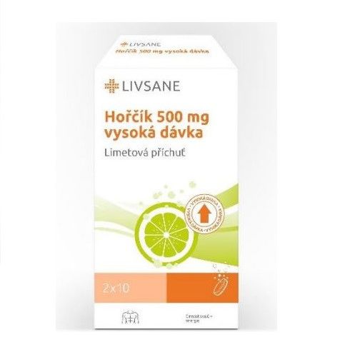 LIVSANE Šumivé tablety Hořčík 500mg 2x10ks CZ